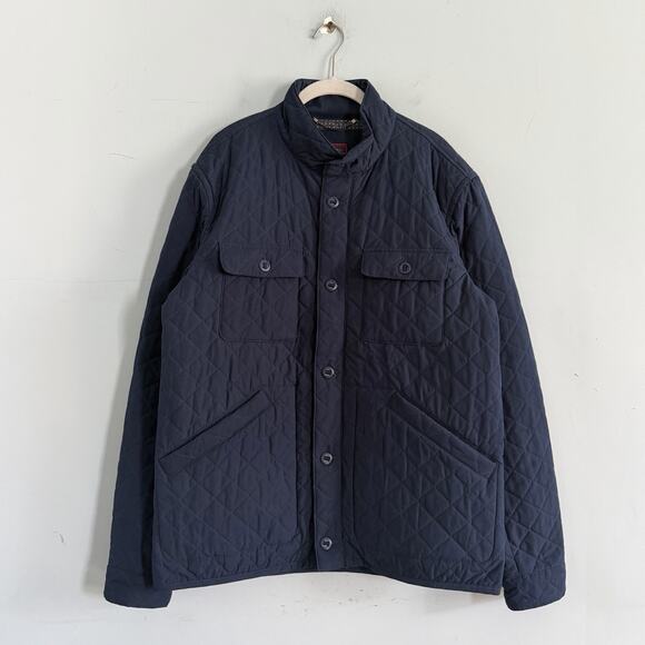 Untuckit Bollinger Navy Blue Button Down Quilted Shirt Jacket - Picture 2 of 4